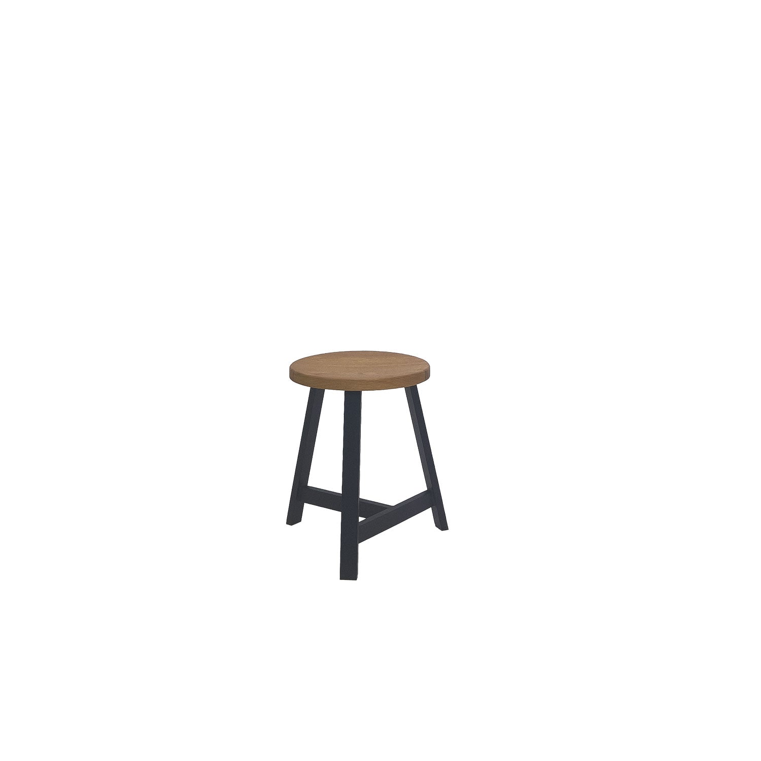 Oto Alu Dining Stool - Timber Seat - Black / Oak