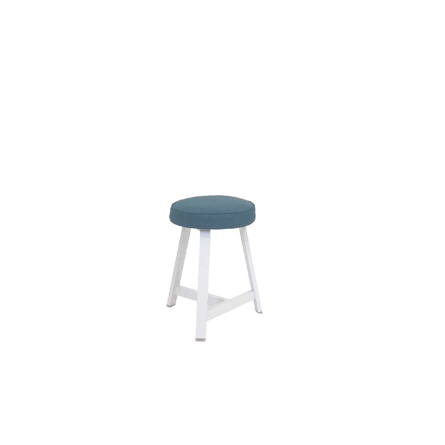 Oto Alu Dining Stool - Upholstered Seat - White / Blaze 121