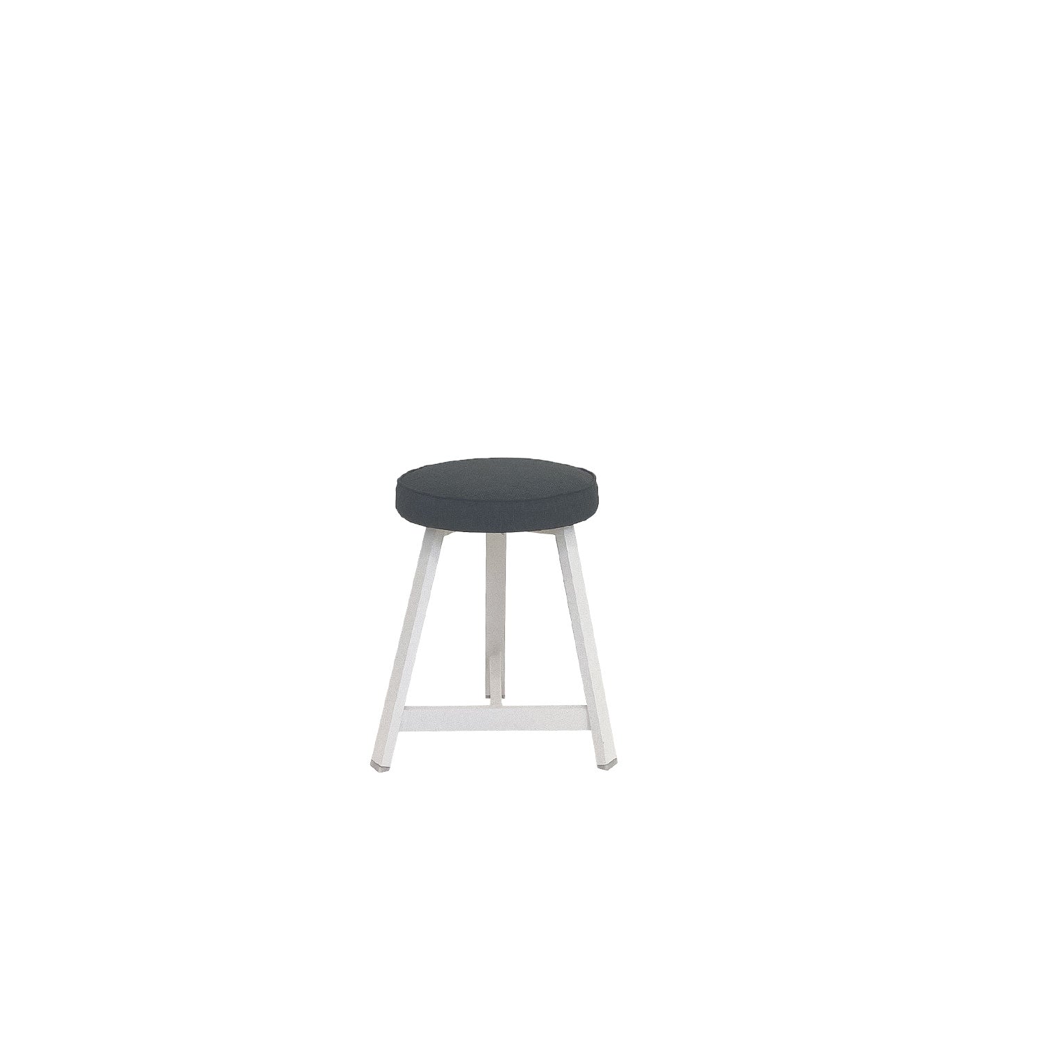 Oto Alu Dining Stool - Upholstered Seat - White / Flinders Phantom