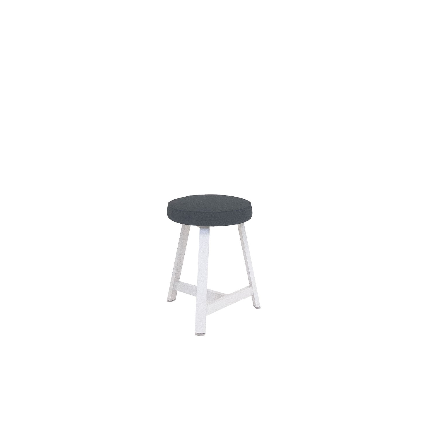 Oto Alu Dining Stool - Upholstered Seat - White / Flinders Phantom