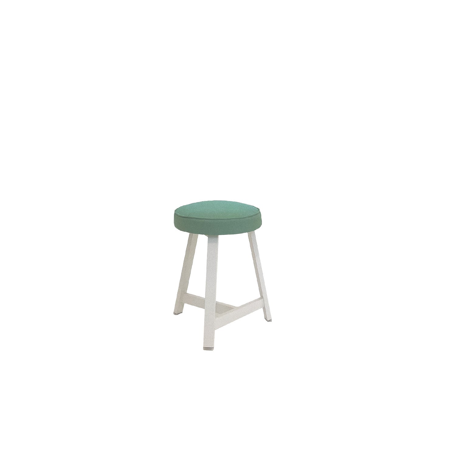 Oto Alu Dining Stool - Upholstered Seat - White / Haari 220