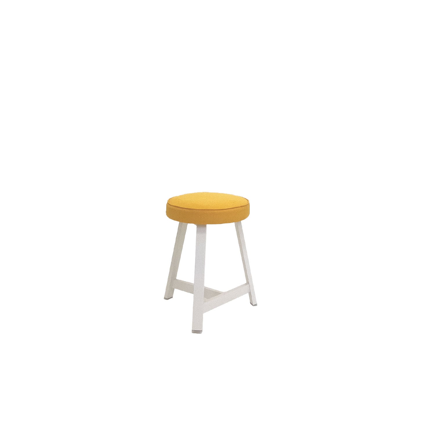 Oto Alu Dining Stool - Upholstered Seat - White / Leon 060