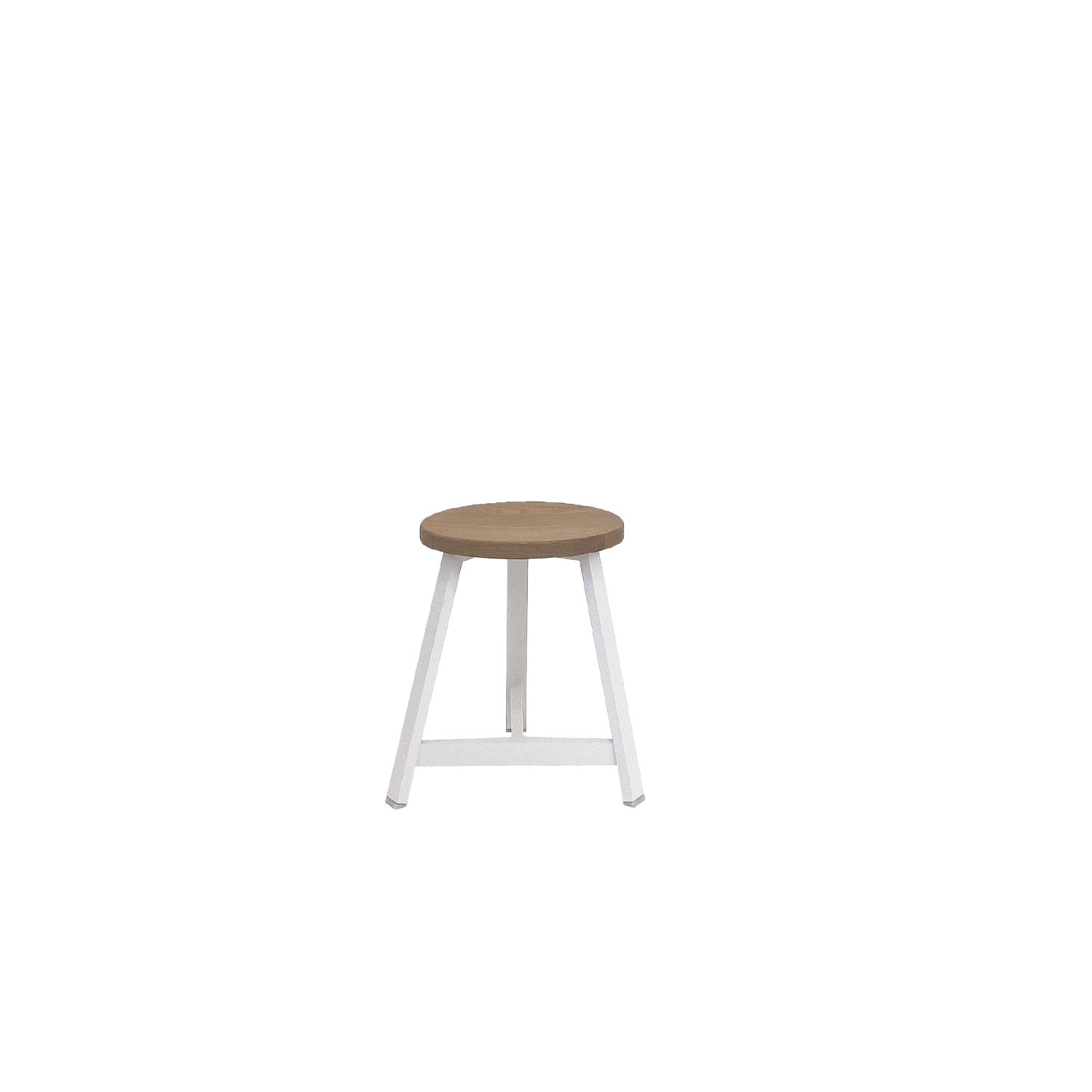 Oto Alu Dining Stool - Timber Seat - White / Oak