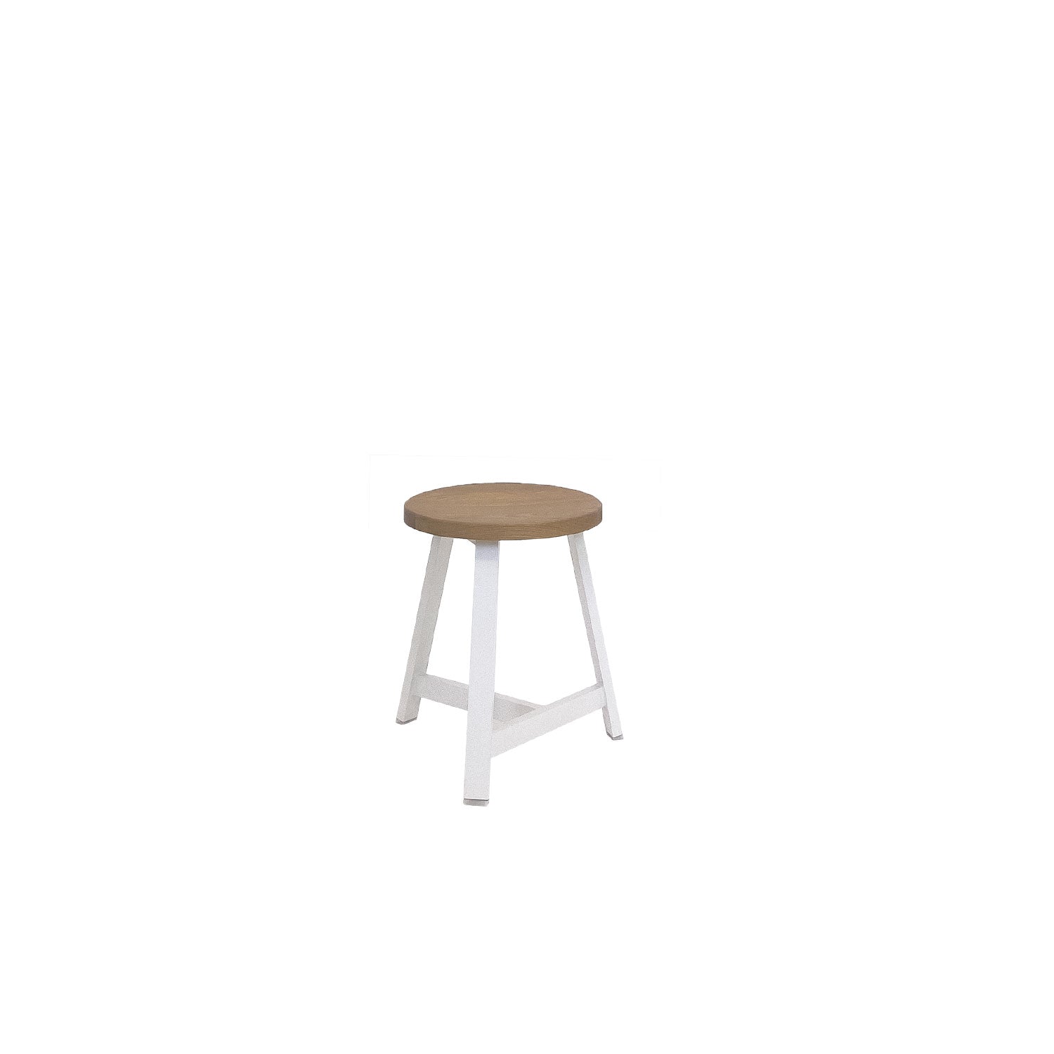 Oto Alu Dining Stool - Timber Seat - White / Oak