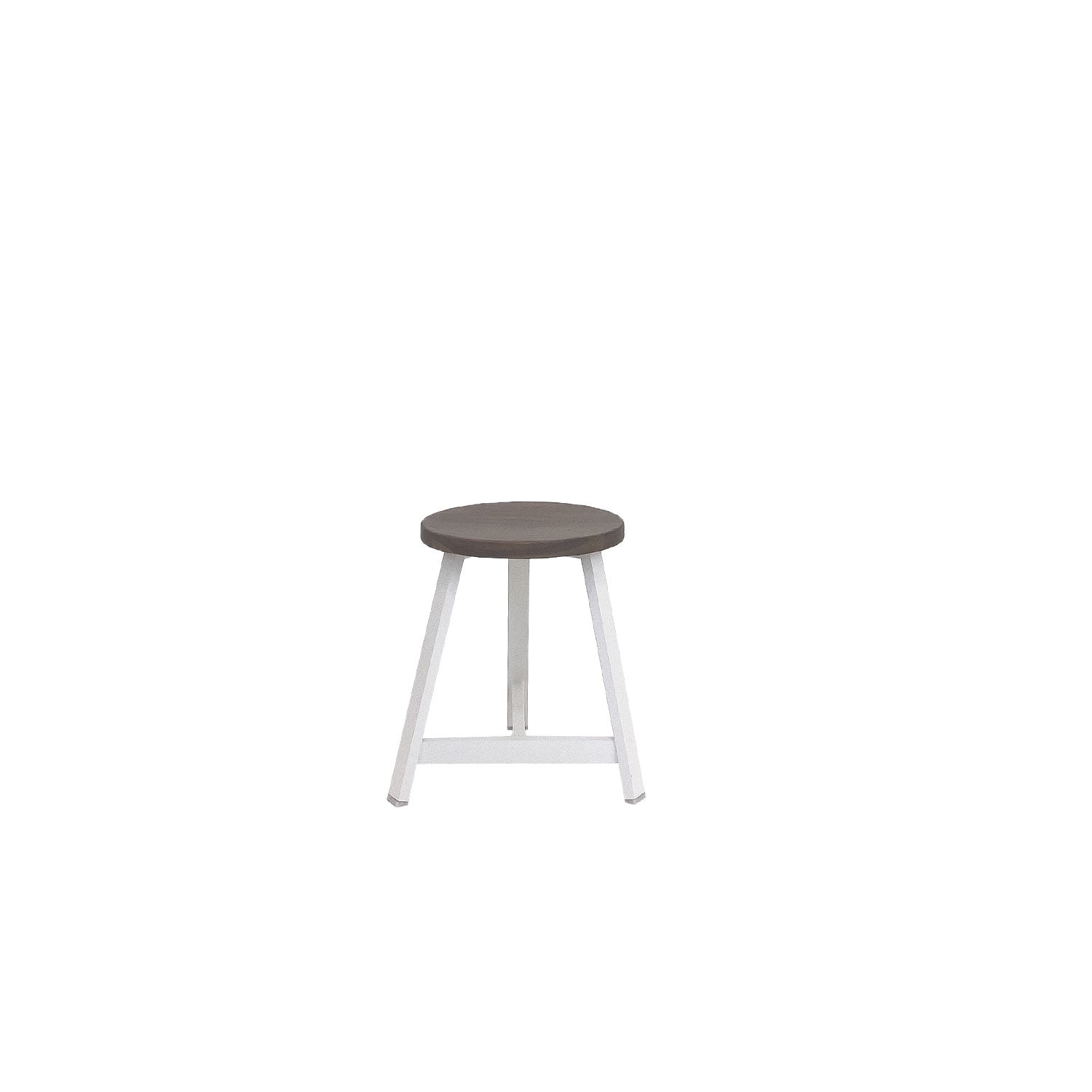 Oto Alu Dining Stool - Timber Seat - White / Teak Amber
