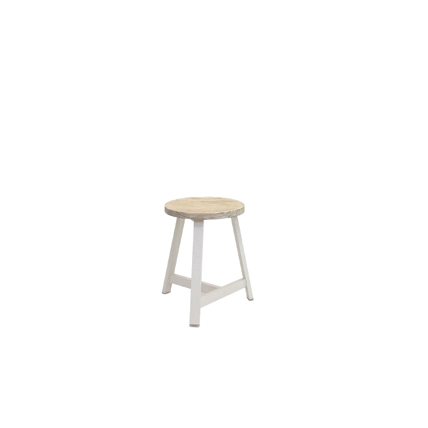 Oto Alu Dining Stool - Timber Seat - White / White Wash Rustic