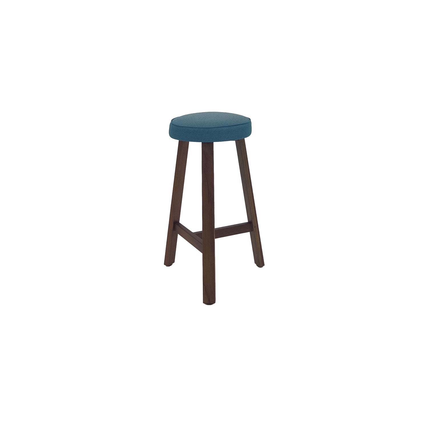 Oto Bar Stool Teak Amber - Upholstered Seat - Karl Wheat
