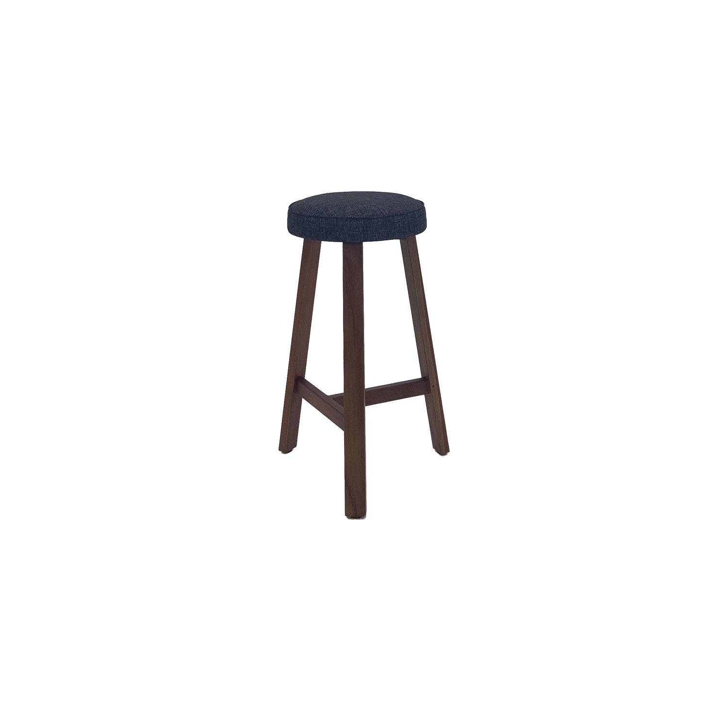 Oto Bar Stool Teak Amber - Upholstered Seat - Karl Dark Grey