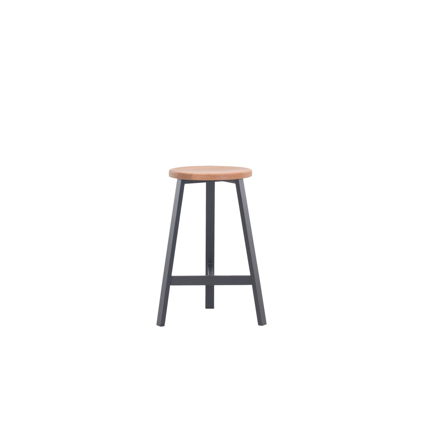 Oto Alu Bar Stool Black - Timber Seat - Walnut
