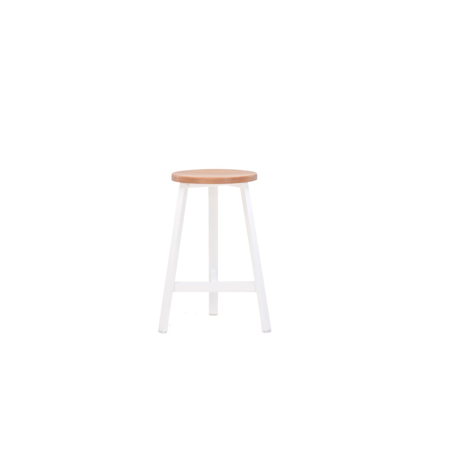 Oto Alu Bar Stool White - Timber Seat - White Wash Rustic