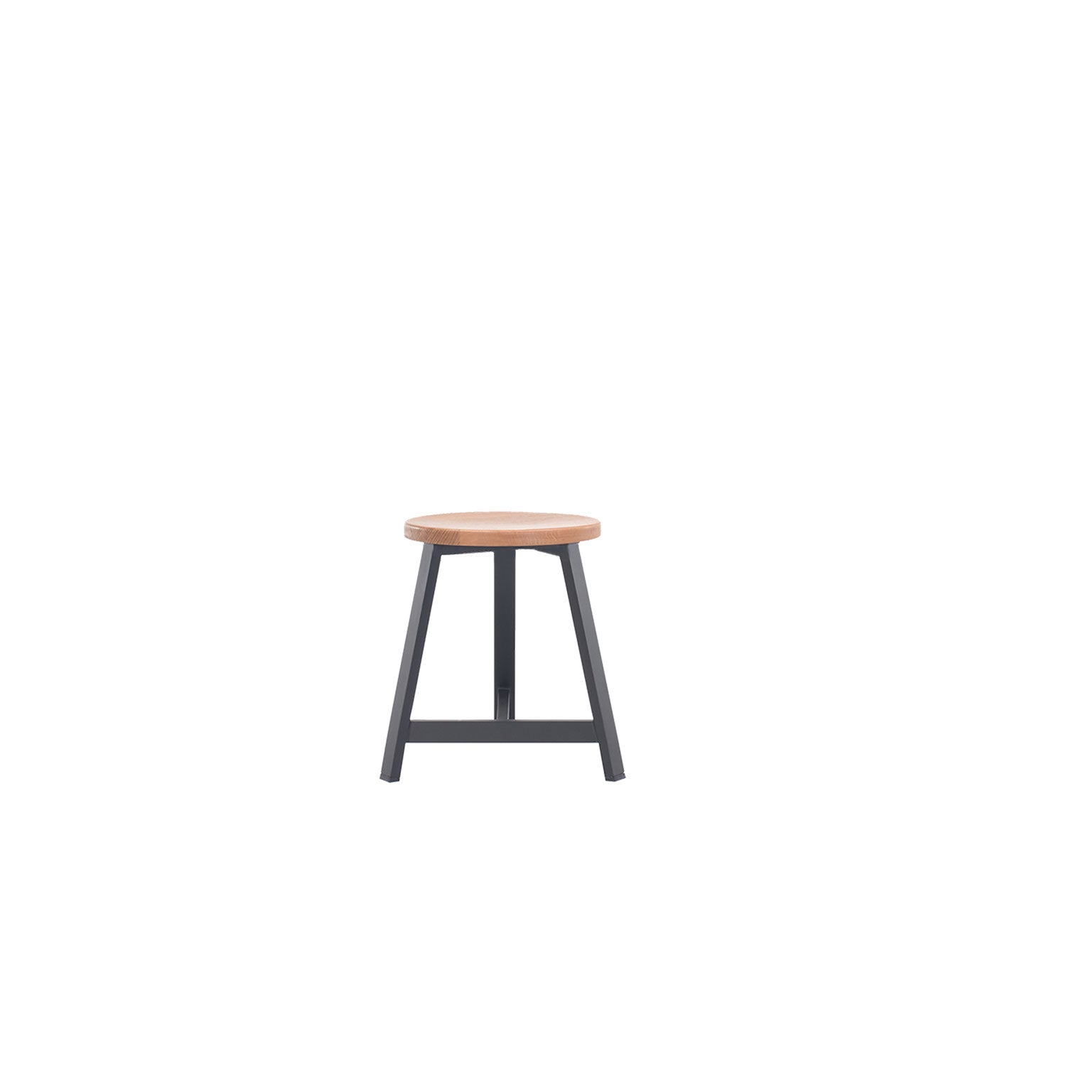 Oto Alu Dining Stool - Timber Seat - Black / Oak