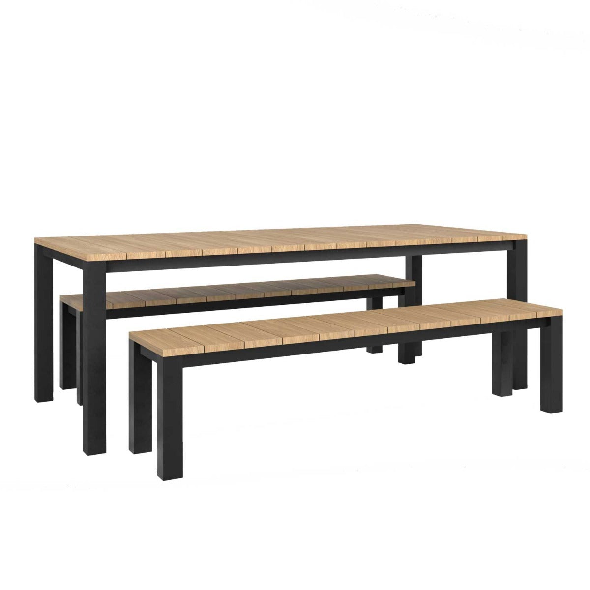 Piav Alu Table and Bench Dining Set - Black