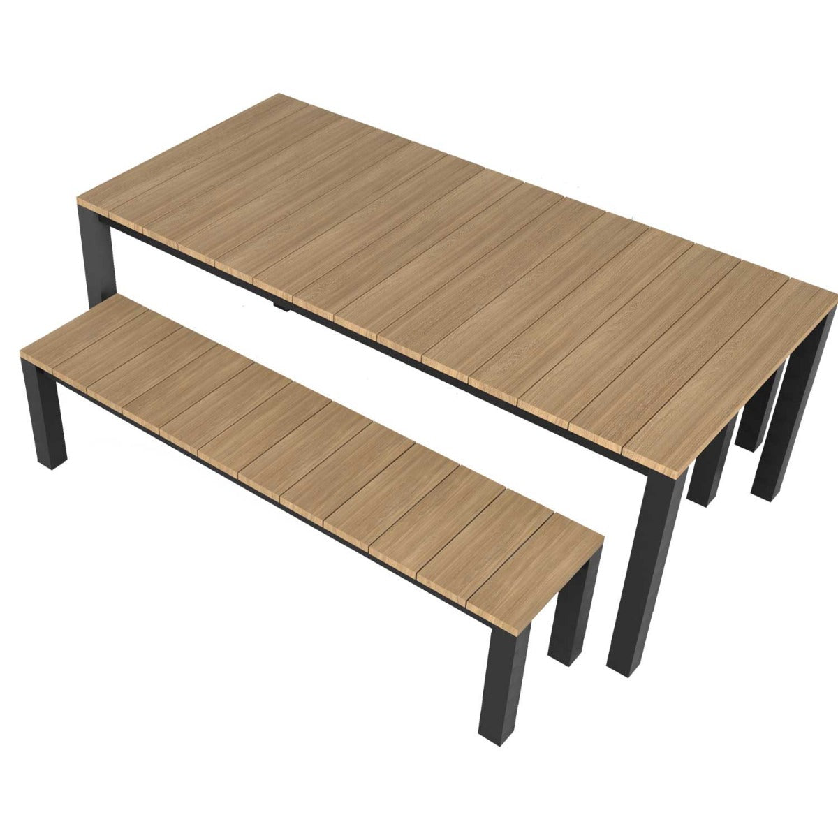 Piav Alu Table and Bench Dining Set - Black