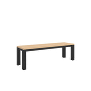 Piav Alu Indoor Backless Bench Black - L150 - 3 Seater / Oak