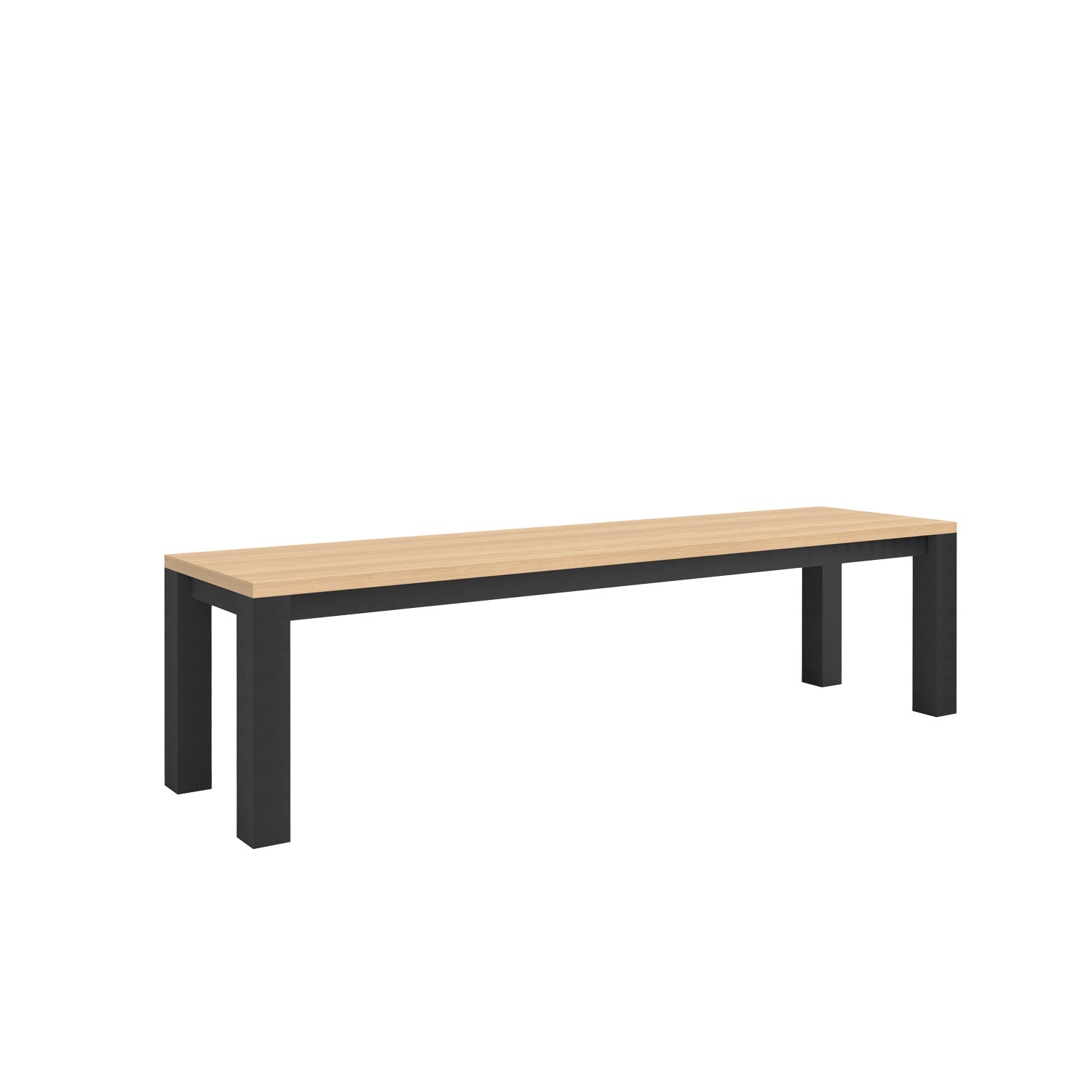 Piav Alu Indoor Backless Bench Black - L180 - 3 Seater / Oak