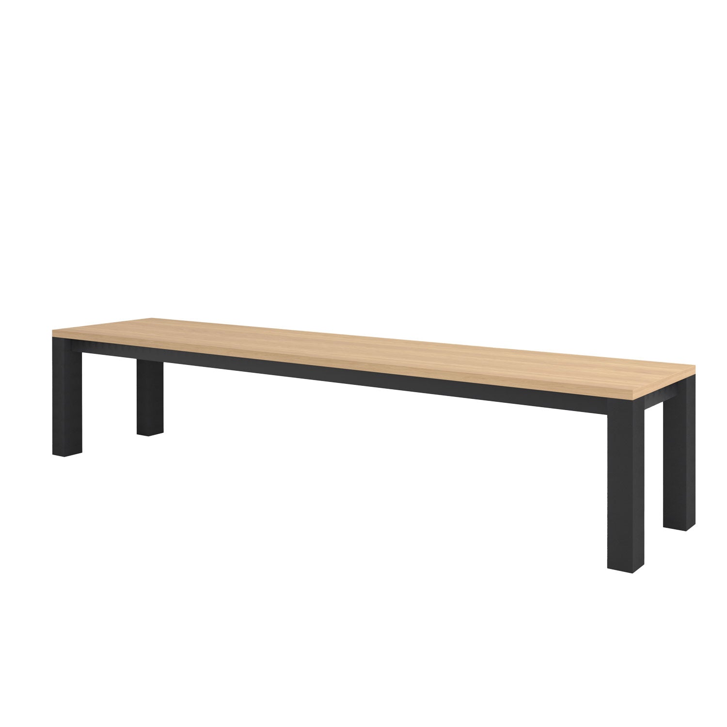 Piav Alu Indoor Backless Bench Black - L230 - 4 Seater / Oak