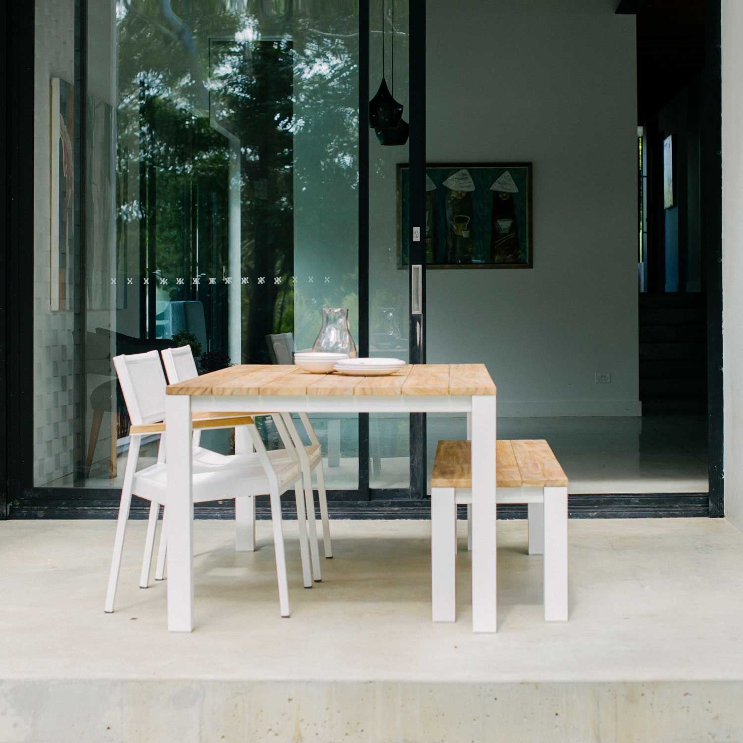 Piav Backless Bench White Sand