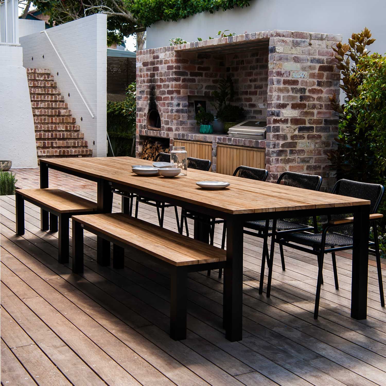 Piav Backless Bench Black Sand