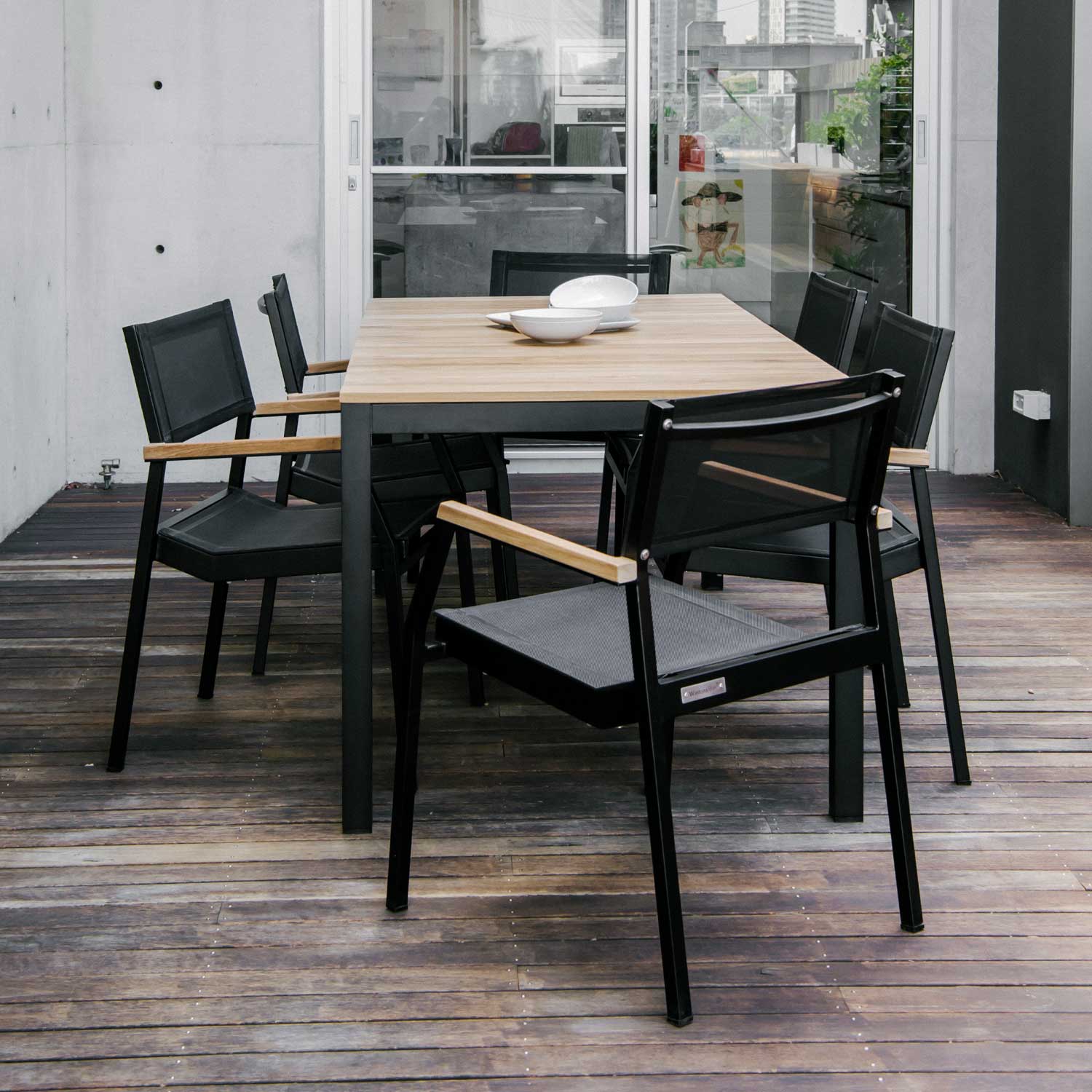Salma Sail Alu Stacking Chair Black - Armchair