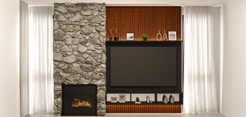 Slimline TV Panel in Black and Walnut