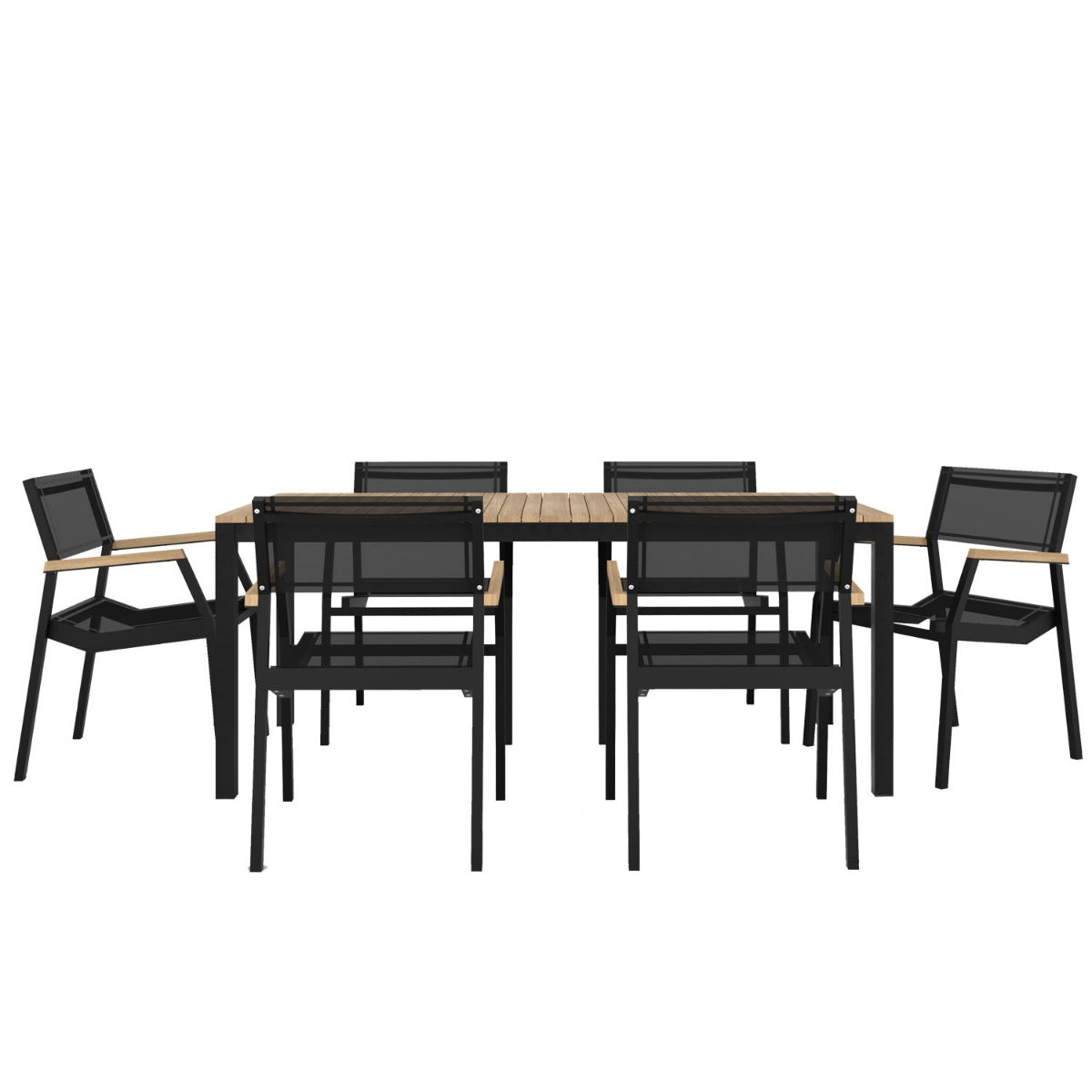 Tandem Alu Table and Salma Chair Dining Set - Black