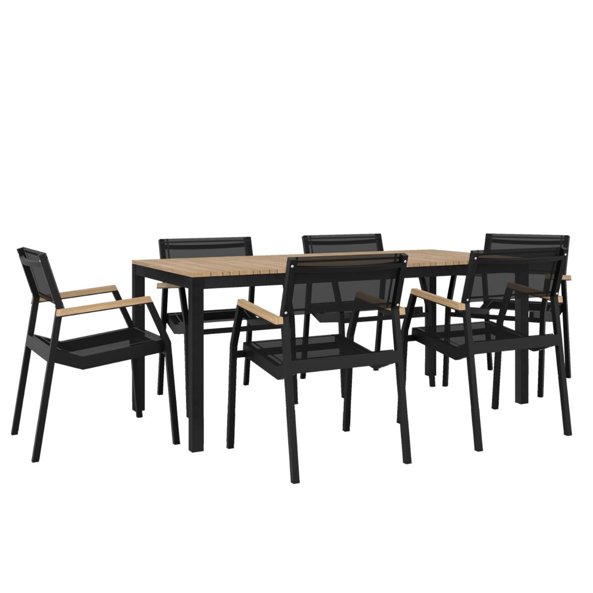 Tandem Alu Table and Salma Chair Dining Set - Black