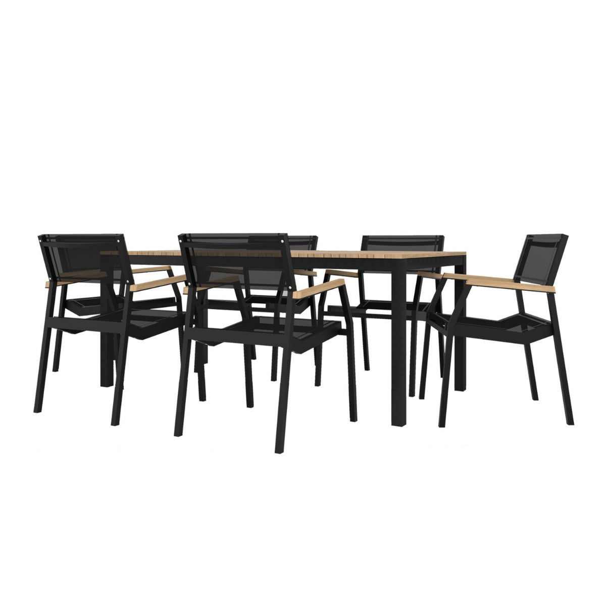 Tandem Alu Table and Salma Chair Dining Set - Black