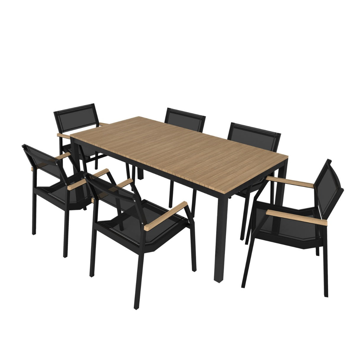 Tandem Alu Table and Salma Chair Dining Set - Black