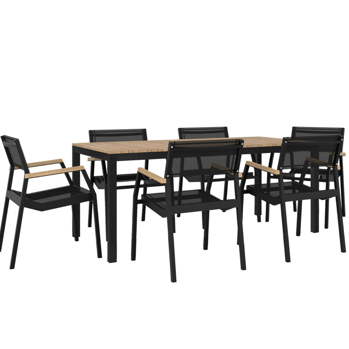 Tandem Alu Table and Salma Chair Dining Set - Black