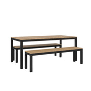 Tandem Alu Table and Bench Dining Set - Black
