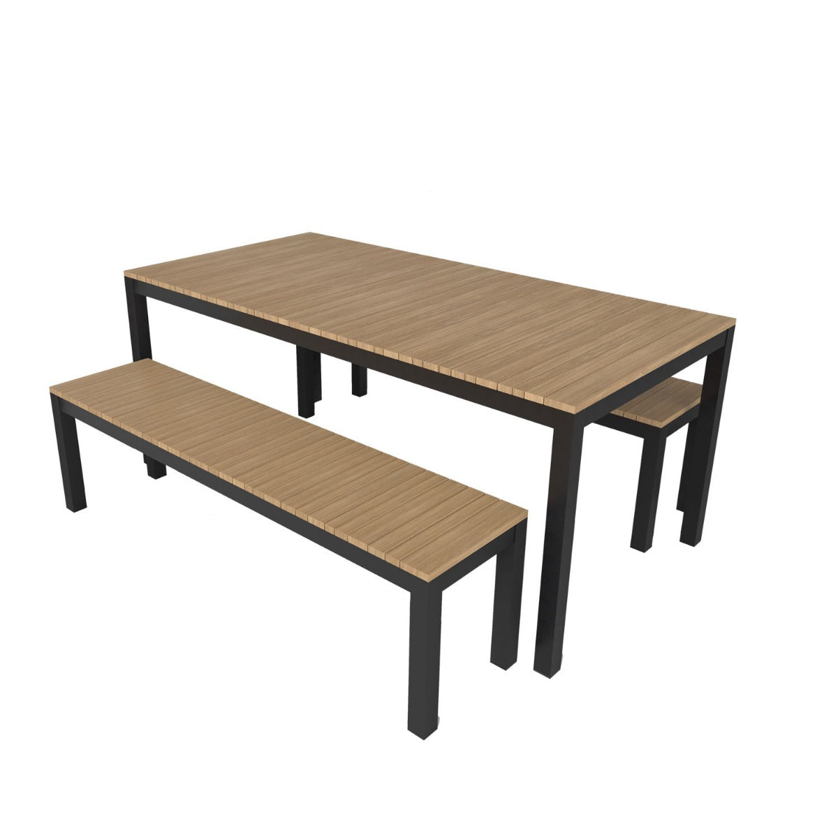 Tandem Alu Table and Bench Dining Set - Black