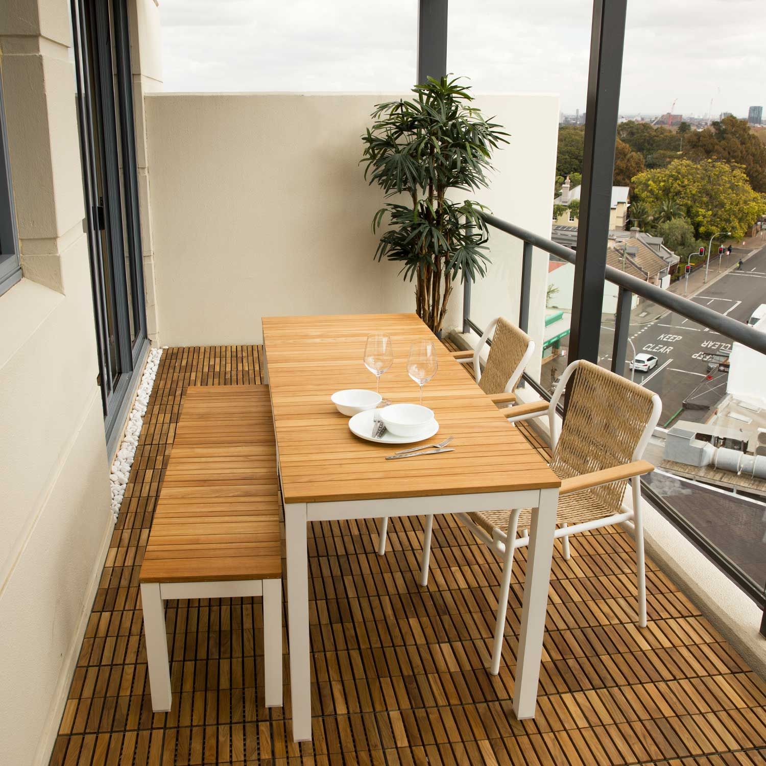 Tandem Alu Outdoor Table White - Narrow Width