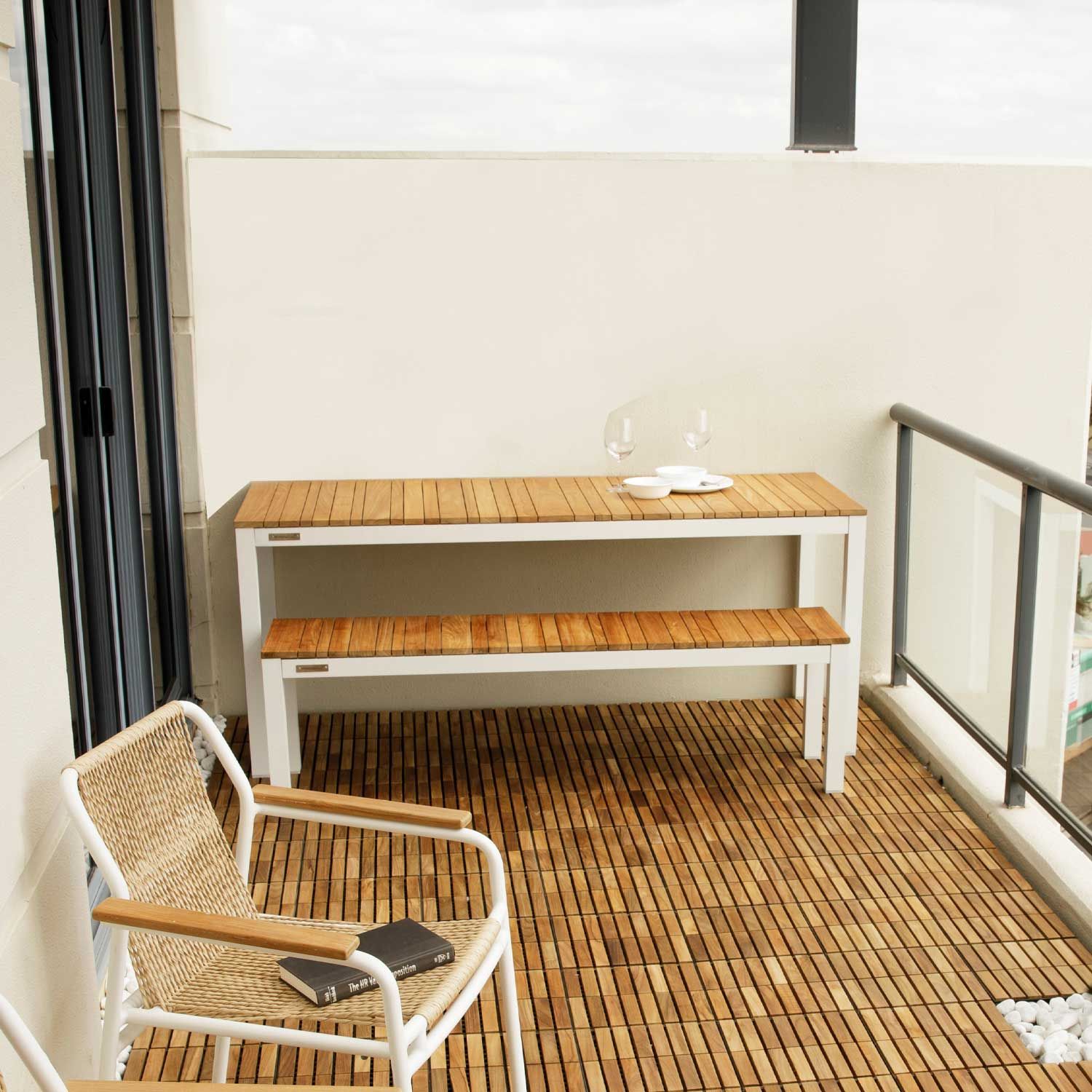 Tandem Alu Outdoor Table White - Narrow Width