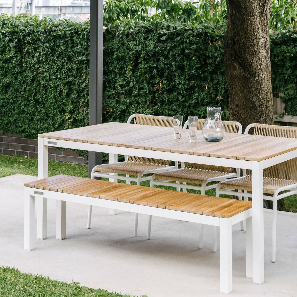 Tandem Alu Rectangular Outdoor Table White