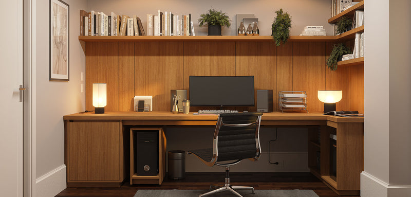 Built-In Desk with Floating Shelves